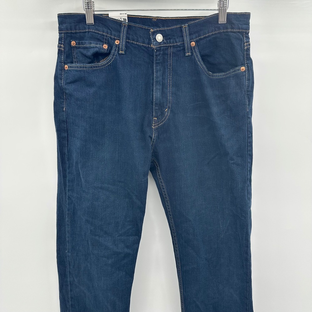 Levis 505 Regular Fit Stretch Jeans Mens 33x34 Dark Wash Indigo Blue Flex NWT